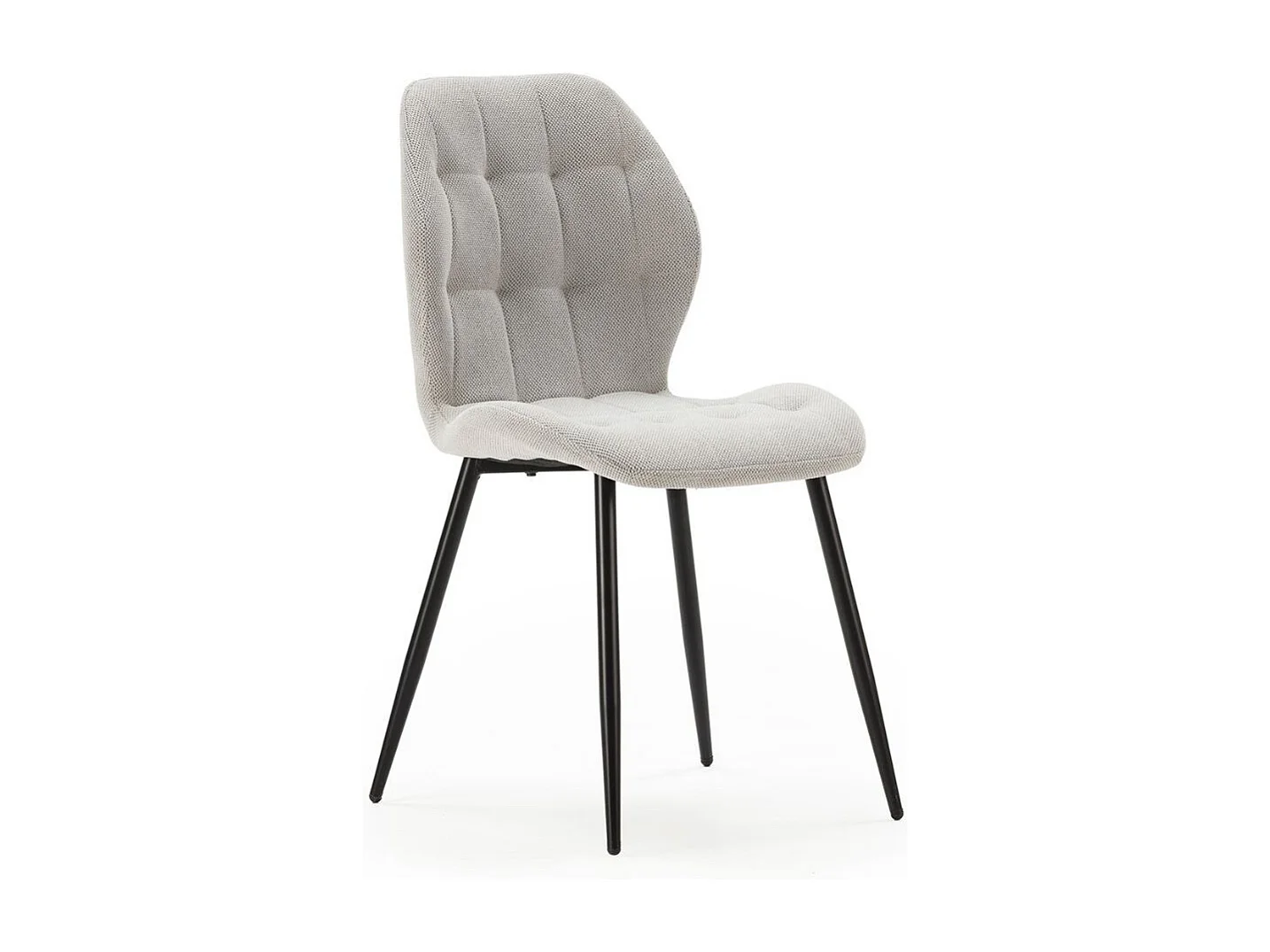 Lot de 2 chaises en tissu polyester maillé gris clair et pieds en métal laqué noir - NALCY