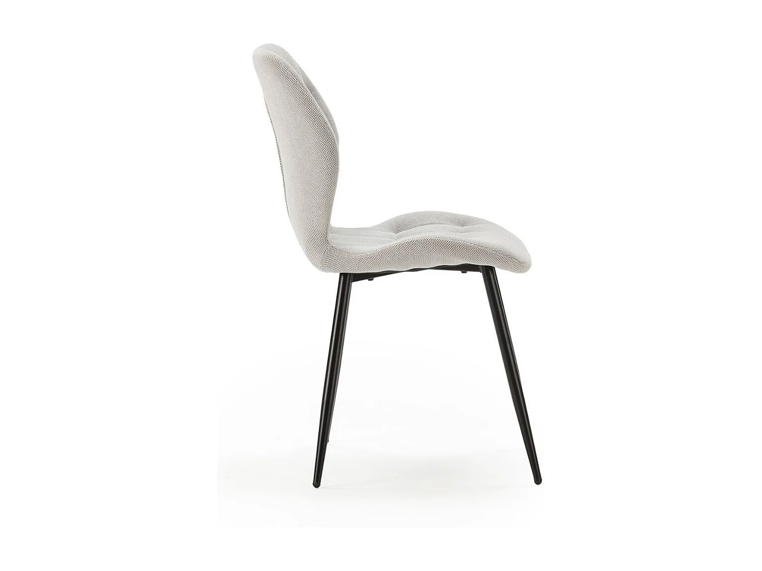 Lot de 2 chaises en tissu polyester maillé gris clair et pieds en métal laqué noir - NALCY