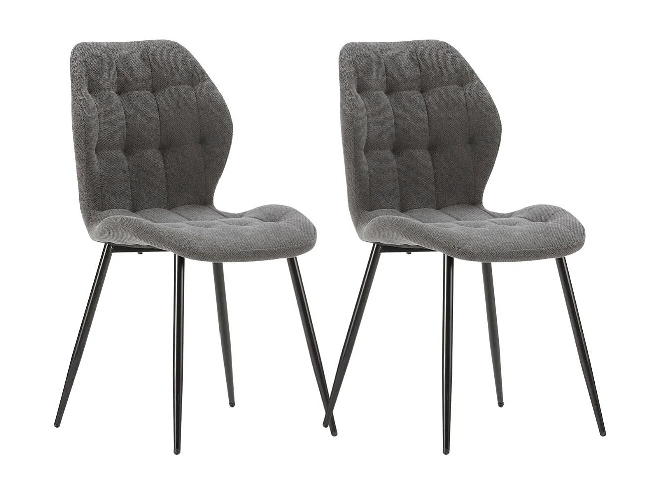 Lot de 2 chaises en tissu polyester maillé gris anthracite et pieds en métal laqué noir - NALCY