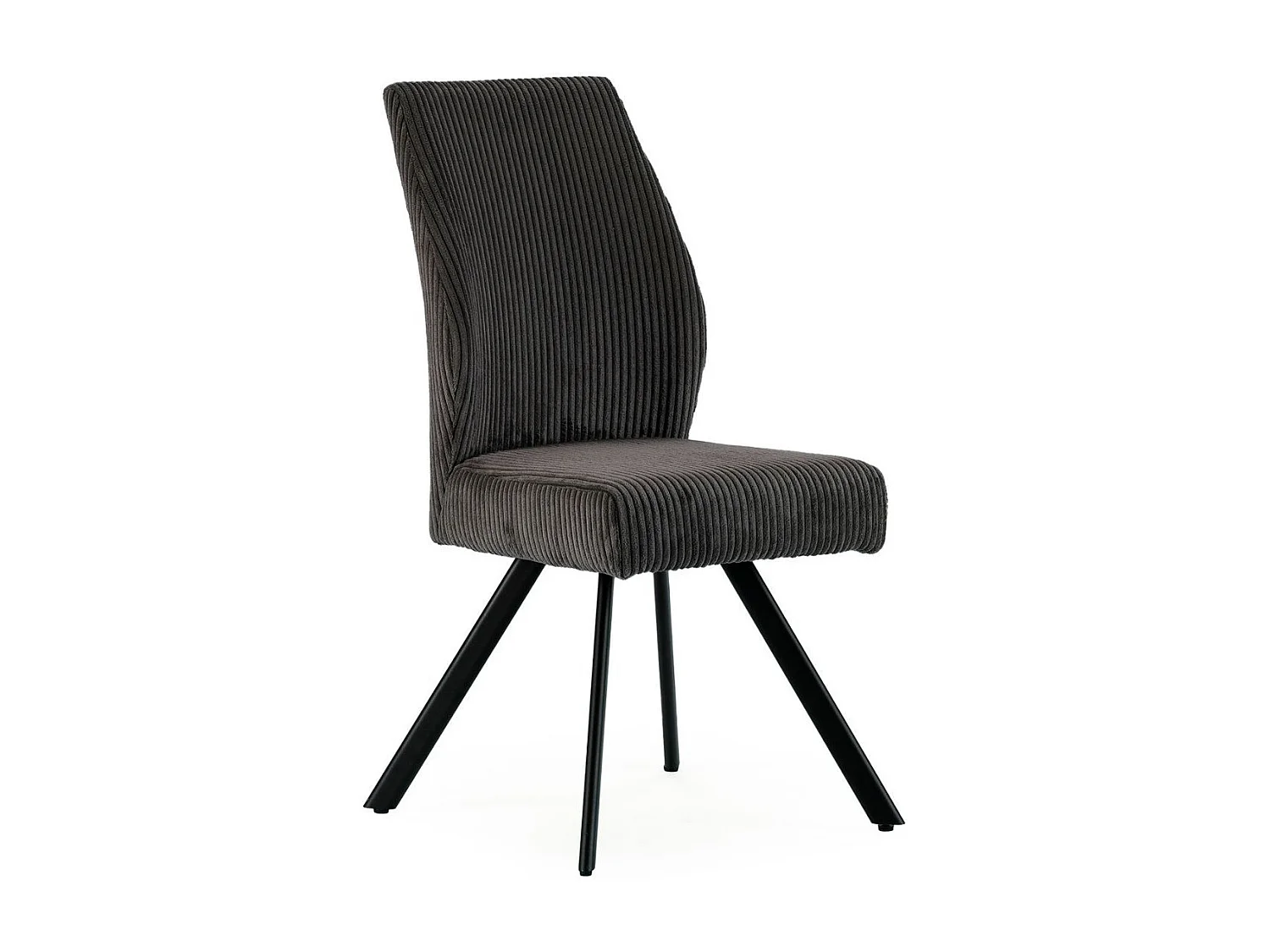 Lot de 4 chaises en velours côtelé et pieds en métal laqué noir coloris anthracite - BANIL