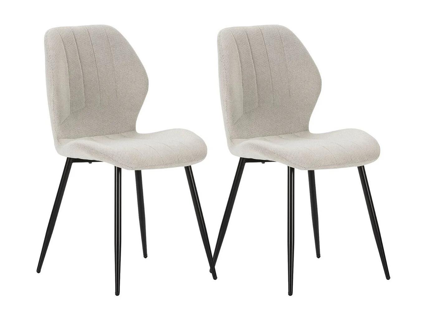 Lot de 2 chaises en tissu polyester maillé crème et pieds en métal laqué noir - MALDI