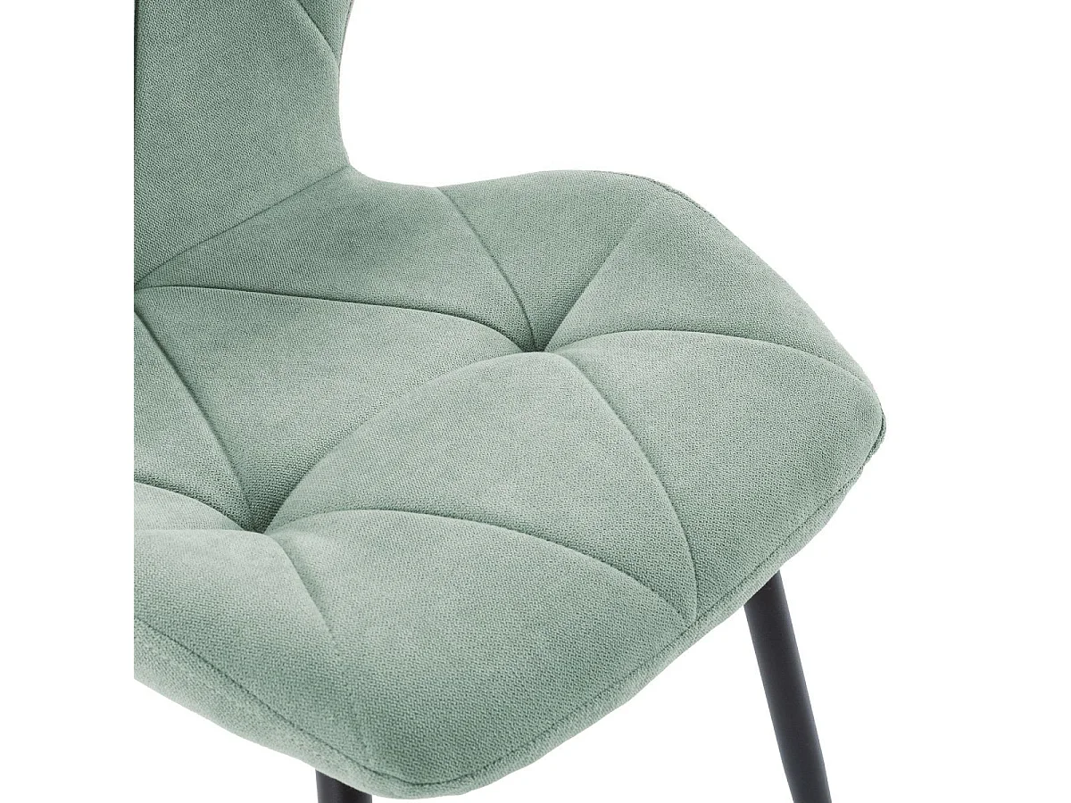 Lot de 6 chaises en tissu polyester doux aigue-marine et pieds en métal laqué noir - LUCIANA