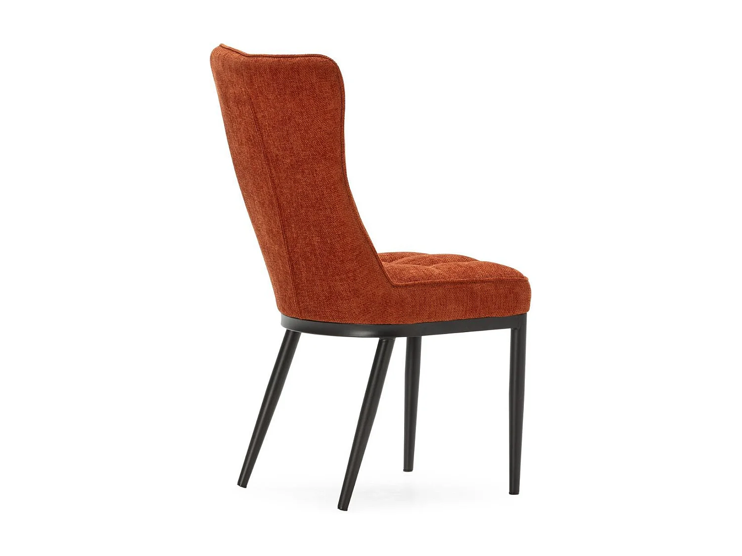 Lot de 4 chaises en tissu polyester doux terracotta et pieds en métal laqué noir - DAMYAN