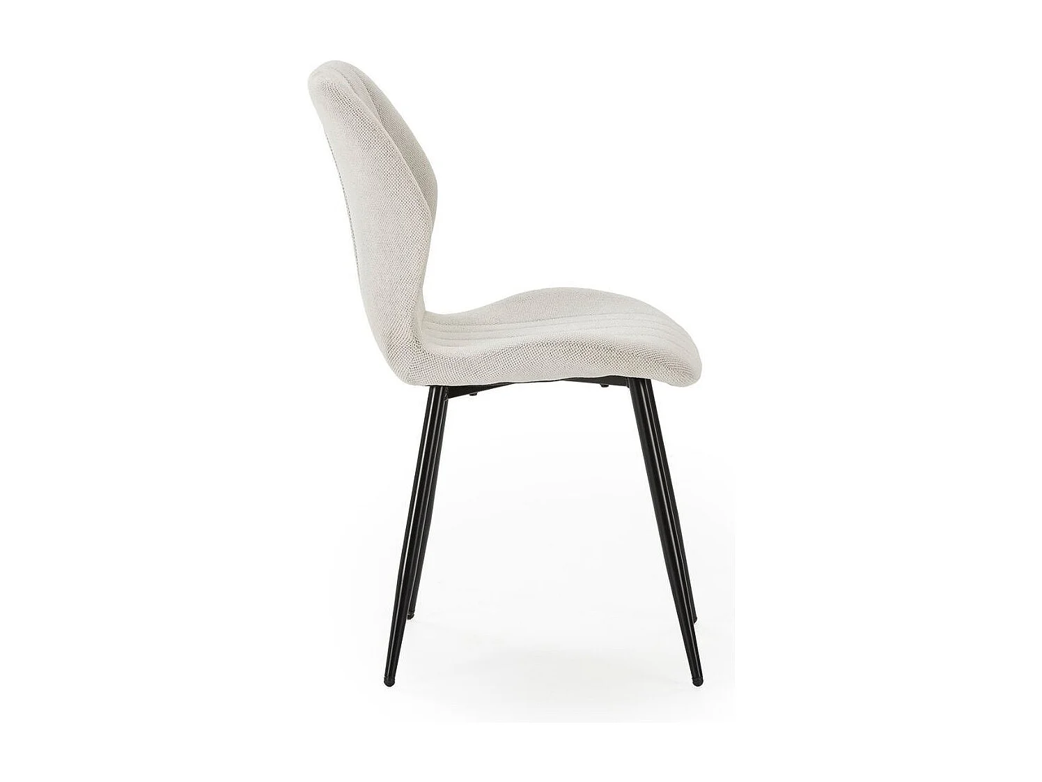 Lot de 4 chaises en tissu polyester maillé crème et pieds en métal laqué noir - MALDI