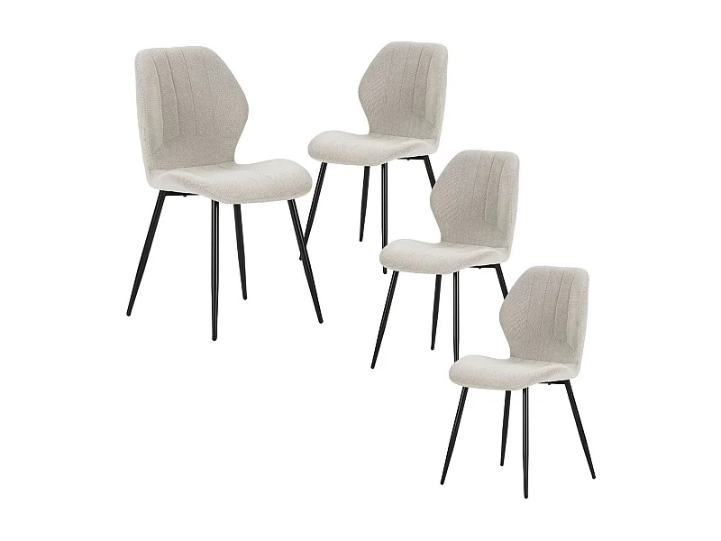 Lot de 4 chaises en tissu polyester maillé crème et pieds en métal laqué noir - MALDI