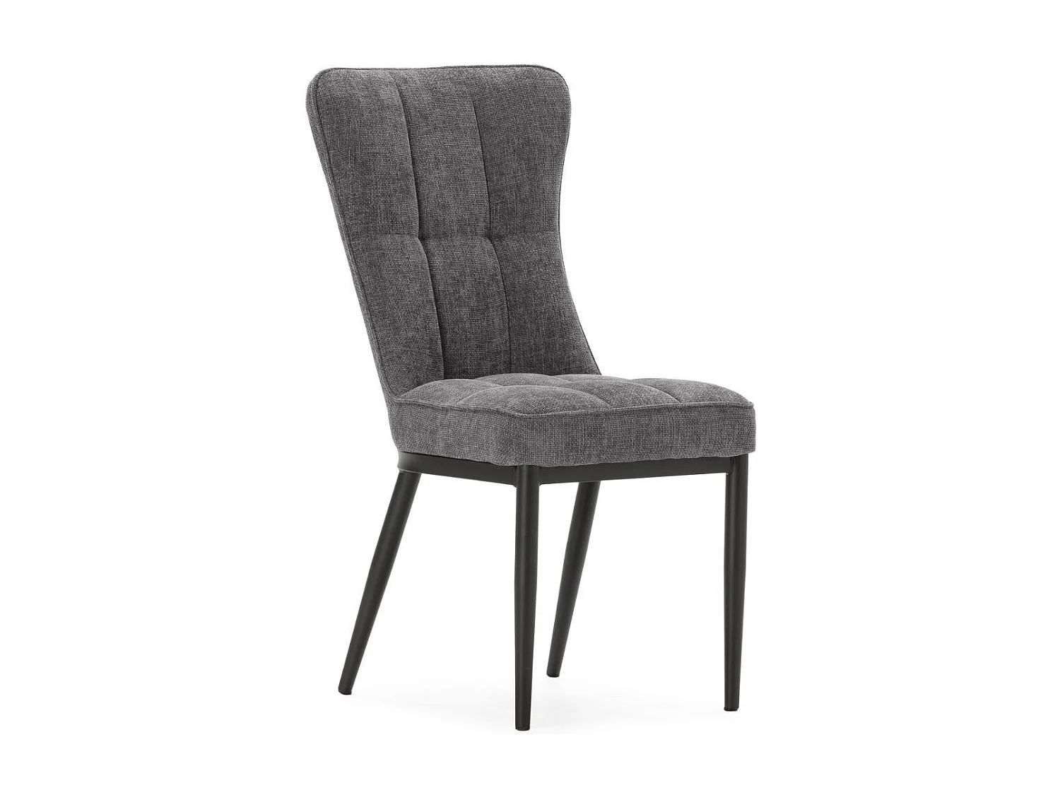 Lot de 4 chaises en tissu polyester doux gris et pieds en métal laqué noir - DAMYAN