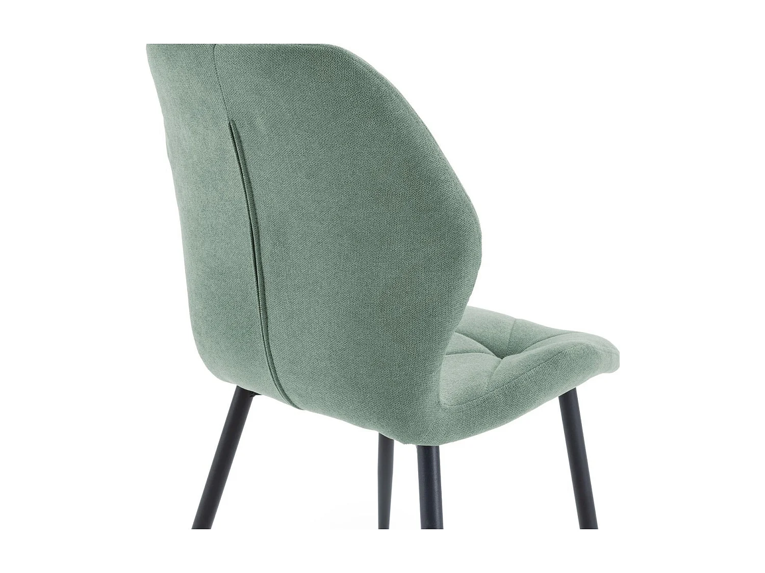 Lot de 2 chaises en tissu polyester doux aigue-marine et pieds en métal laqué noir - LUCIANA