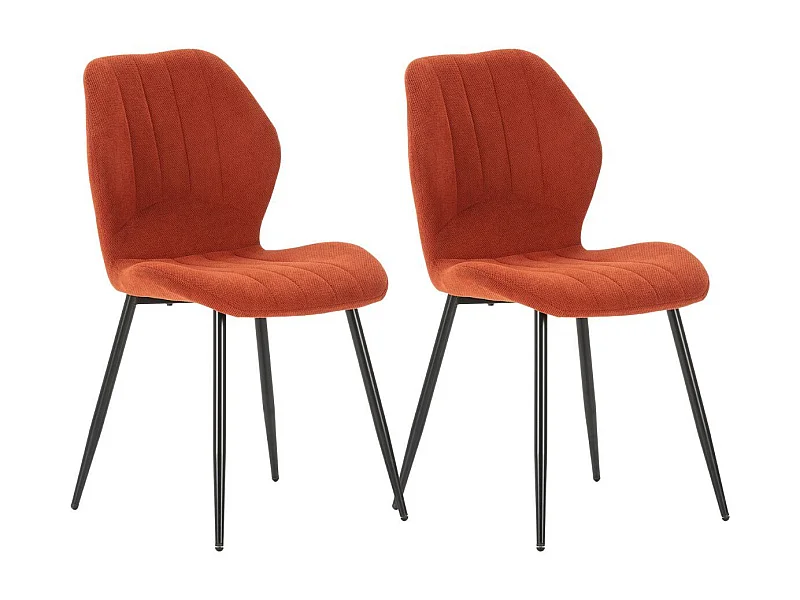 Lot de 2 chaises en tissu polyester maillé brique et pieds en métal laqué noir - MALDI