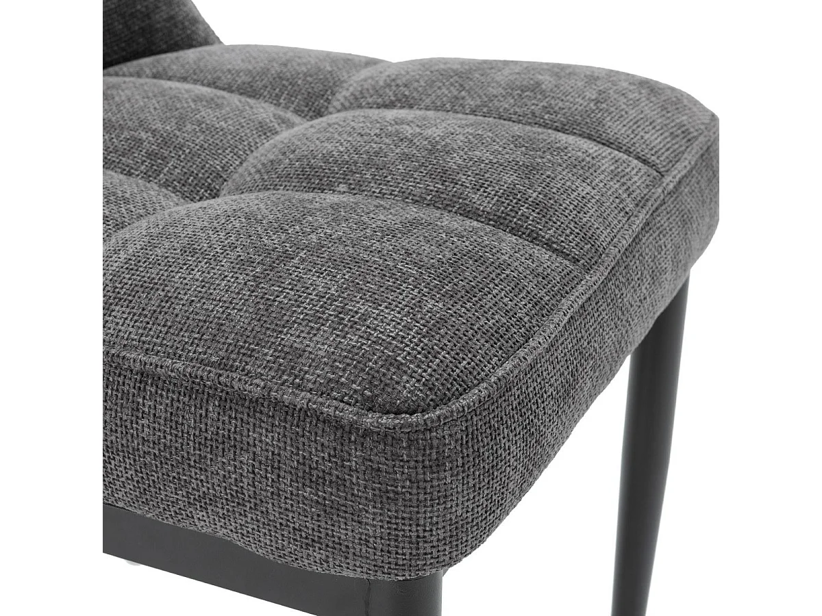 Lot de 6 chaises en tissu polyester doux gris et pieds en métal laqué noir - DAMYAN