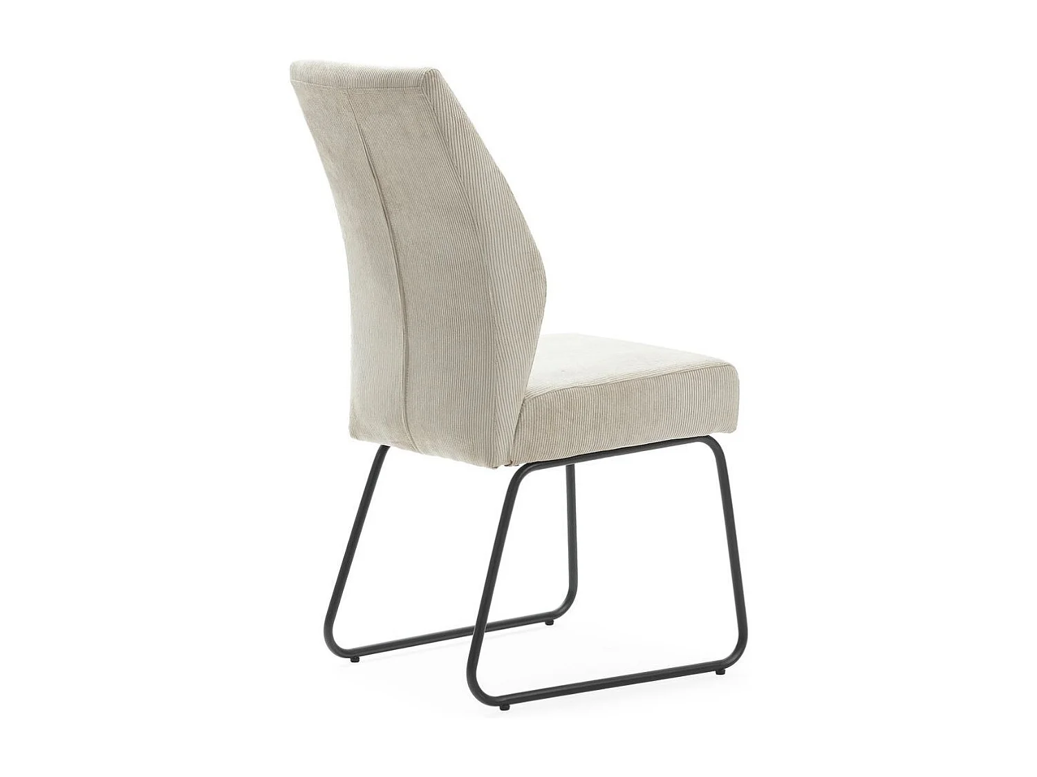 Lot de 4 chaises en velours côtelé et pieds en métal laqué coloris pierre - ALIAN