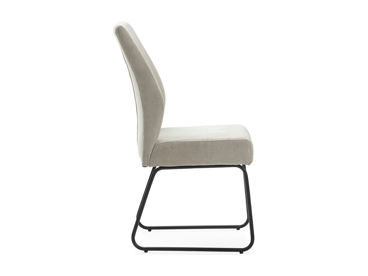 Lot de 4 chaises en velours côtelé et pieds en métal laqué coloris pierre - ALIAN