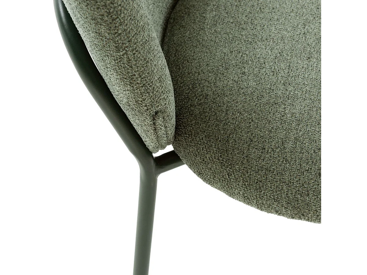 Lot de 6 chaises en tissu polyester doux vert et pieds en métal laqué noir - DARRIS