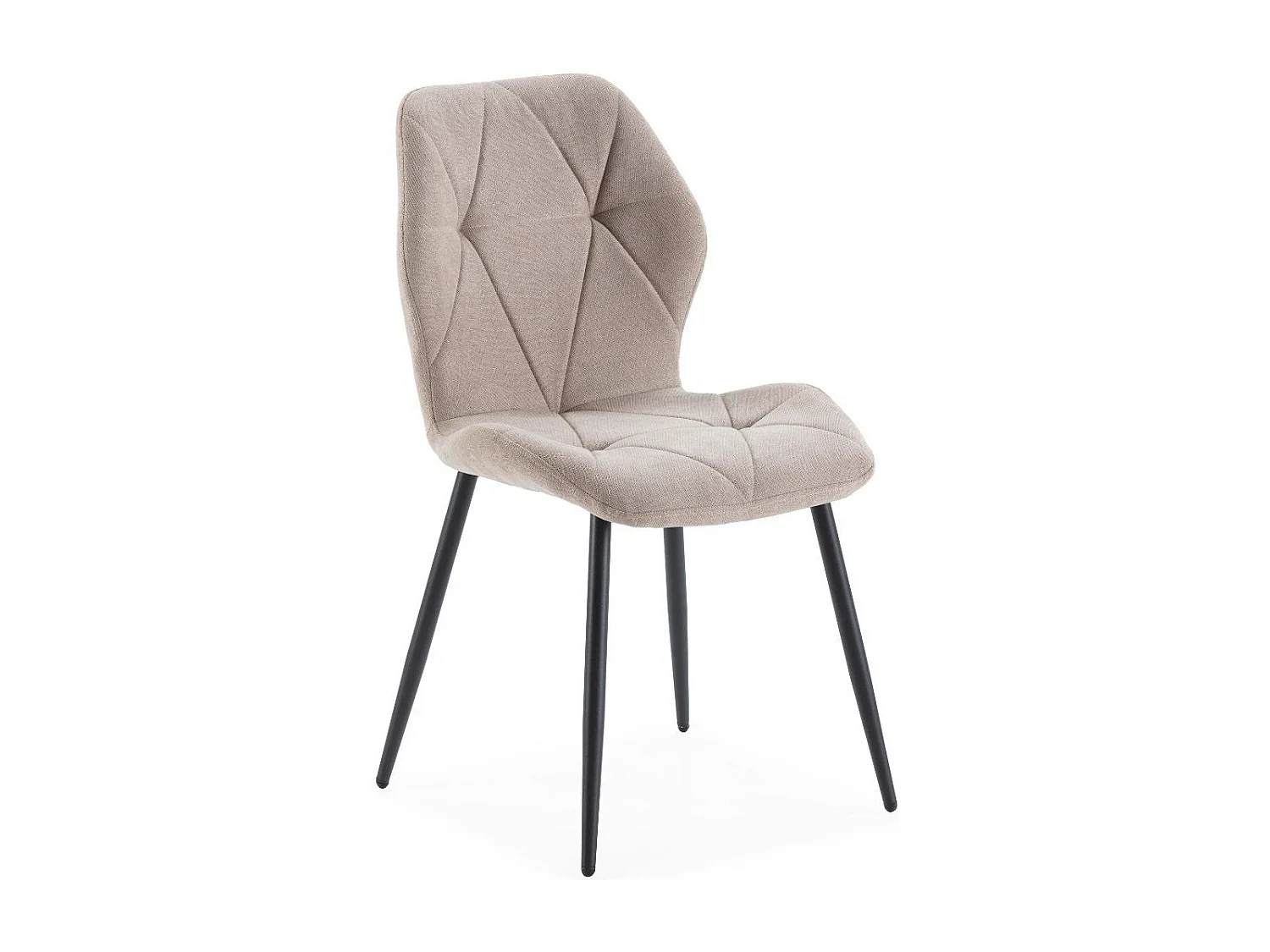 Lot de 4 chaises en tissu polyester doux taupe et pieds en métal laqué noir - LUCIANA