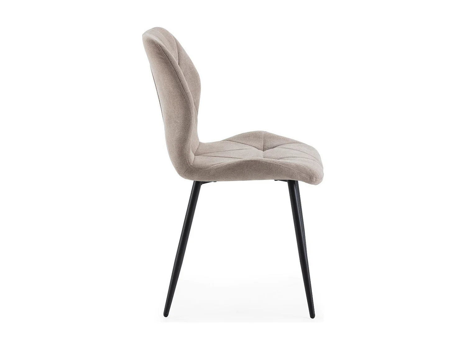 Lot de 4 chaises en tissu polyester doux taupe et pieds en métal laqué noir - LUCIANA