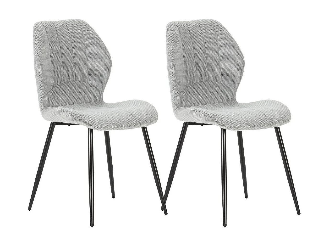 Lot de 2 chaises en tissu polyester maillé gris clair et pieds en métal laqué noir - MALDI