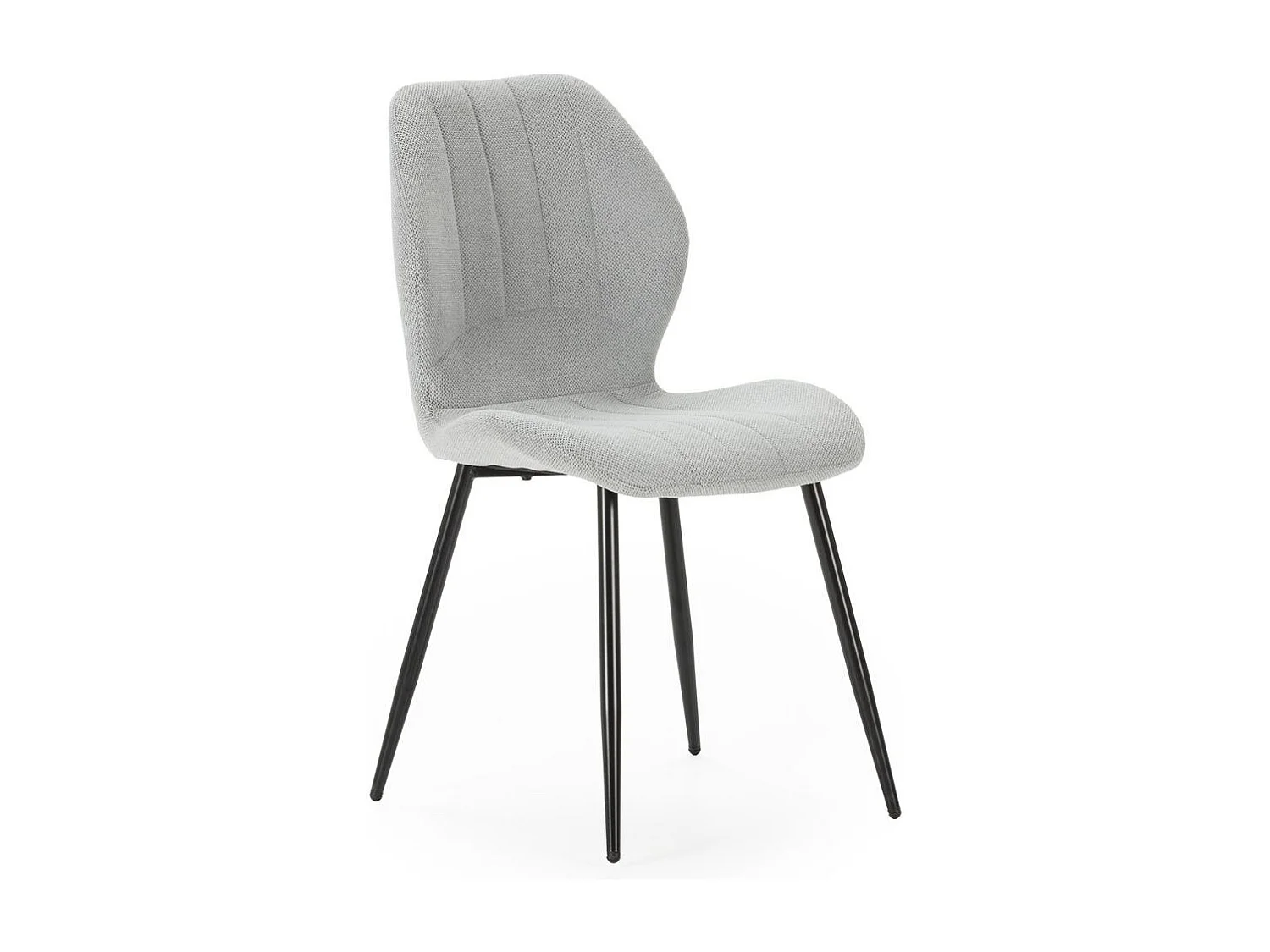 Lot de 2 chaises en tissu polyester maillé gris clair et pieds en métal laqué noir - MALDI