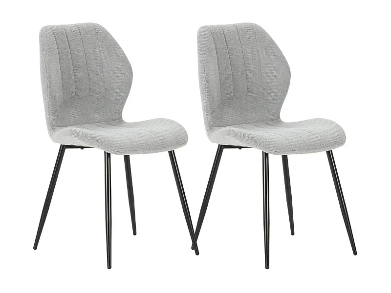 Lot de 2 chaises en tissu polyester maillé gris clair et pieds en métal laqué noir - MALDI
