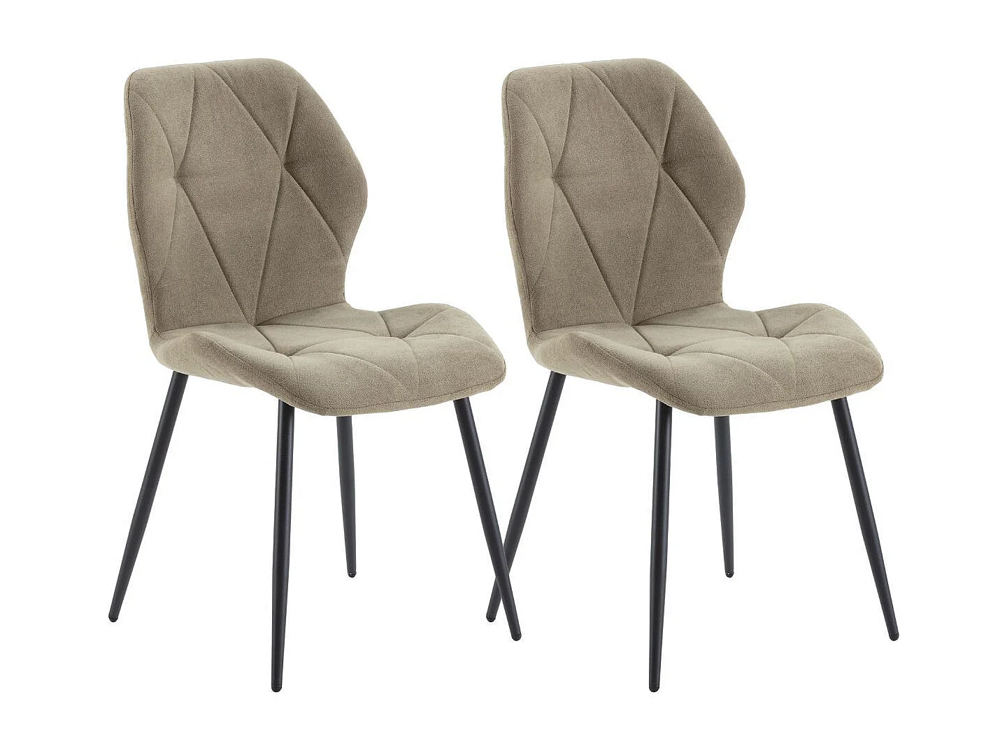 Lot de 2 chaises en tissu polyester doux vert et pieds en métal laqué noir - LUCIANA