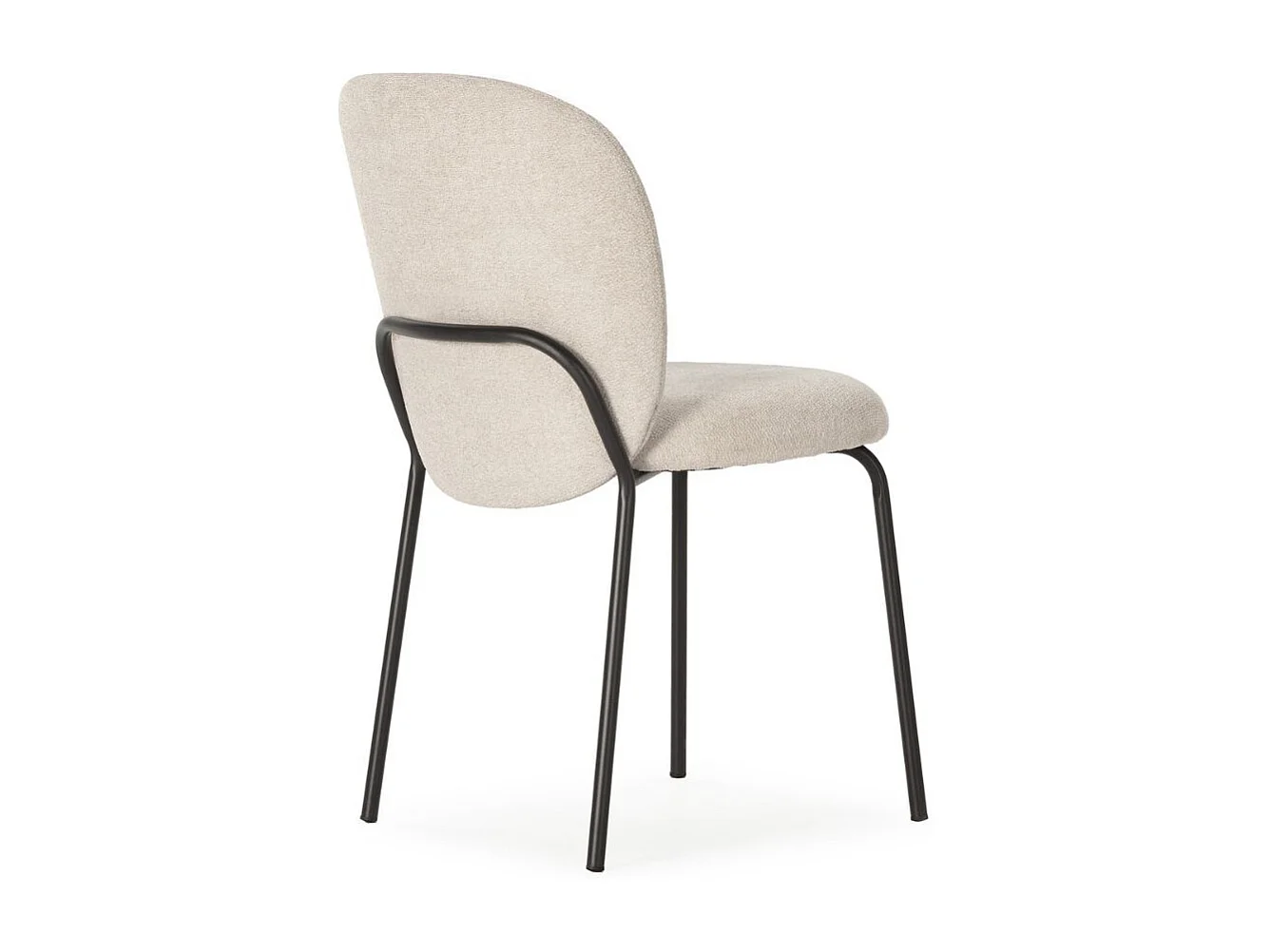 Lot de 6 chaises en tissu polyester doux beige et pieds en métal laqué noir - DARRIS