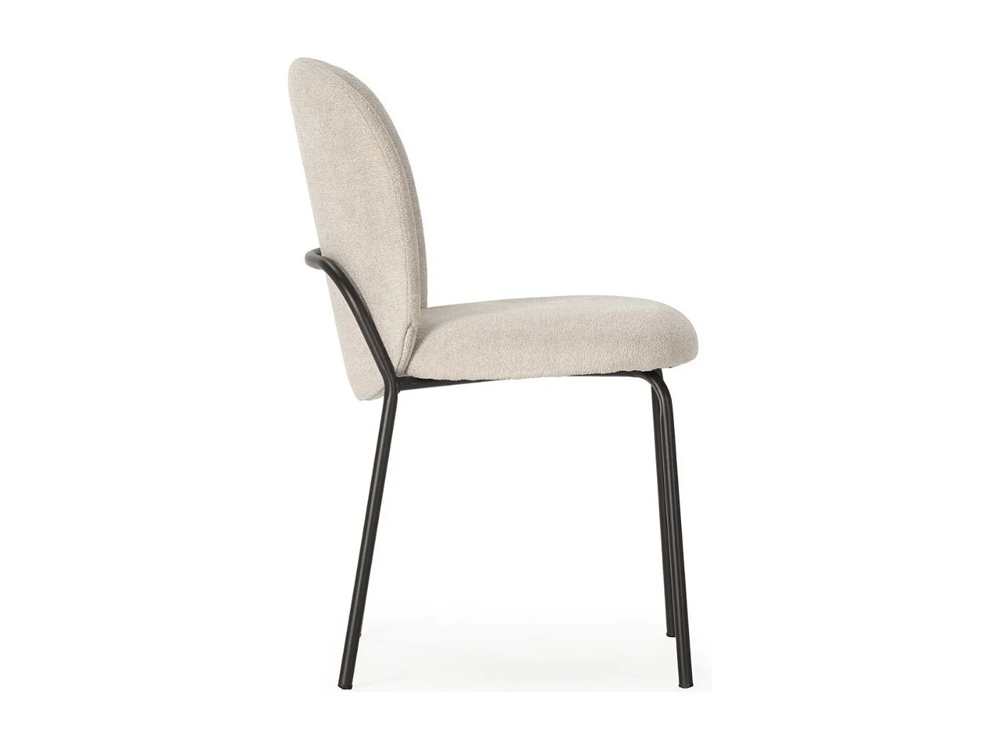 Lot de 6 chaises en tissu polyester doux beige et pieds en métal laqué noir - DARRIS