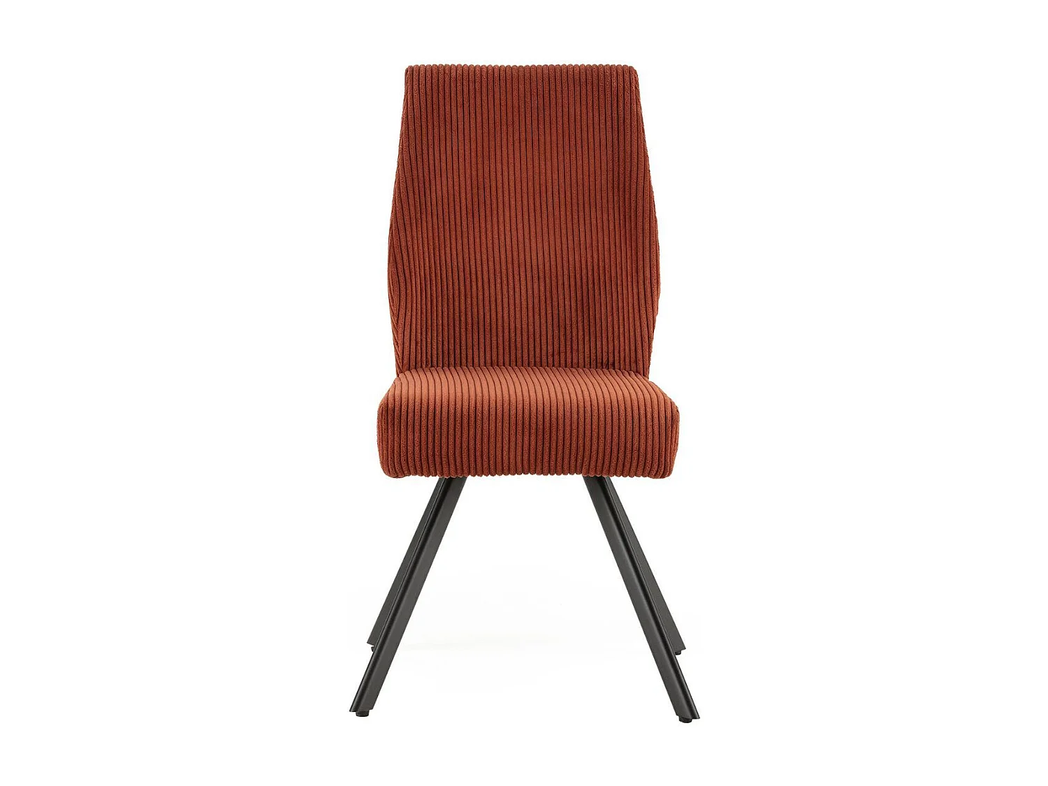 Lot de 2 chaises en velours côtelé et pieds en métal laqué noir coloris rouille - BANIL