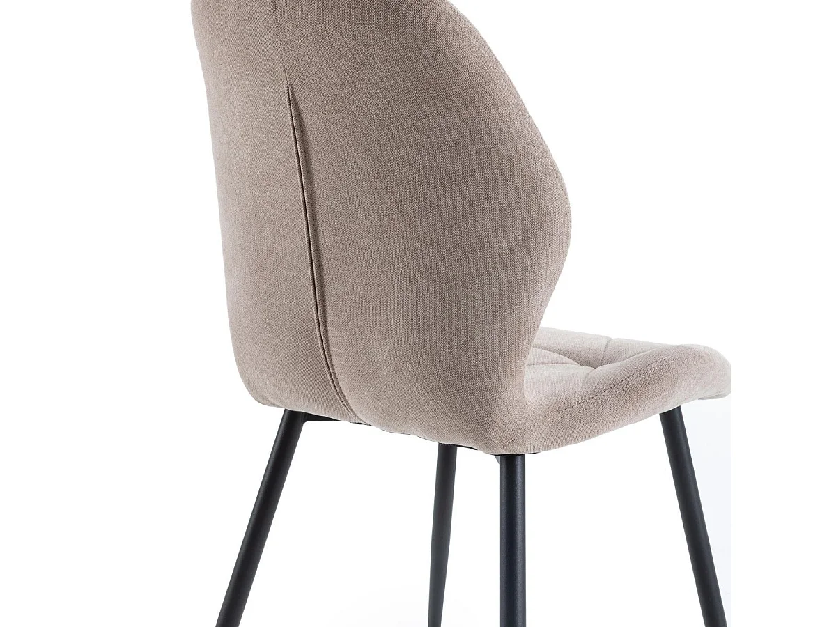 Lot de 2 chaises en tissu polyester doux taupe et pieds en métal laqué noir - LUCIANA