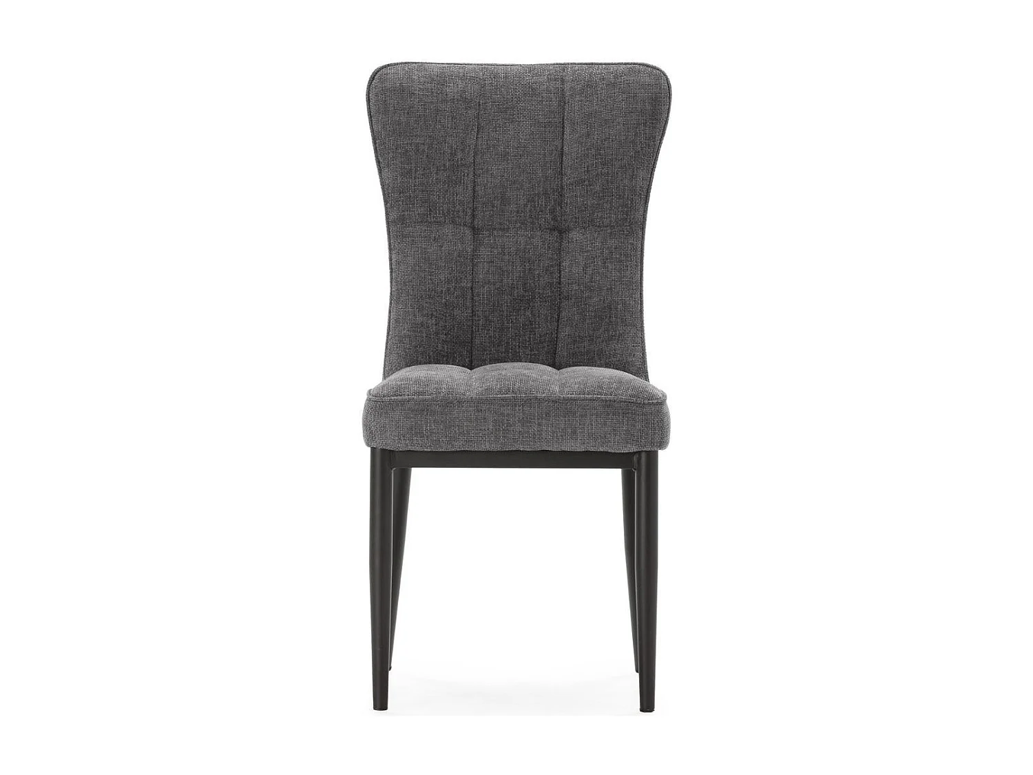 Lot de 2 chaises en tissu polyester doux gris et pieds en métal laqué noir - DAMYAN