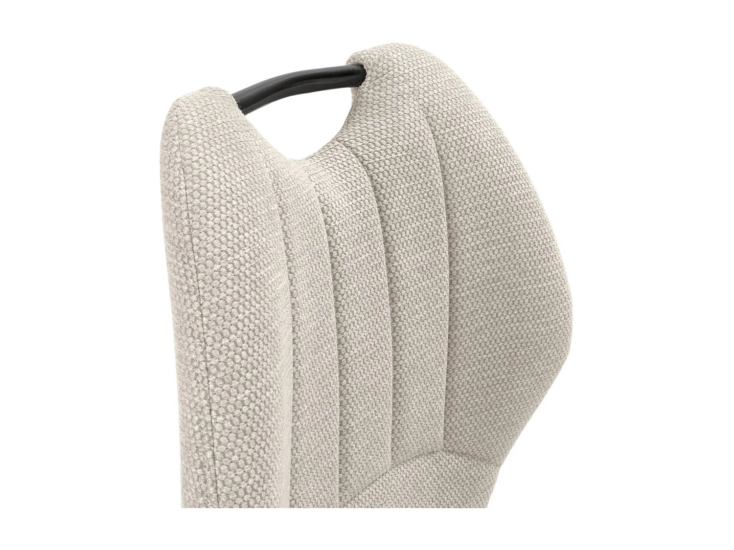 Lot de 2 chaises en tissu polyester maillé beige avec poignée et pieds en métal laqué noir - MILDA