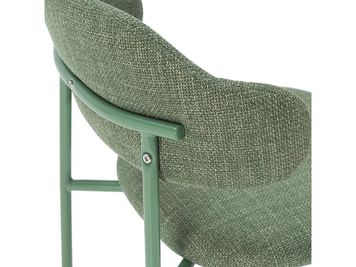 Lot de 4 Chaises vintage en métal avec assise et dossier en tissu chiné vertes - LADERI