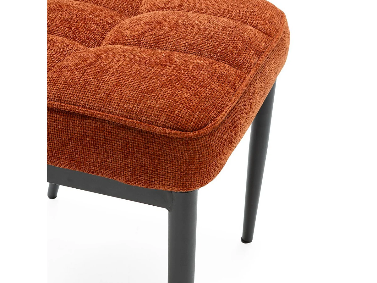 Lot de 6 chaises en tissu polyester doux terracotta et pieds en métal laqué noir - DAMYAN