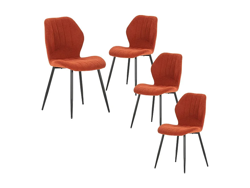 Lot de 4 chaises en tissu polyester maillé brique et pieds en métal laqué noir - MALDI