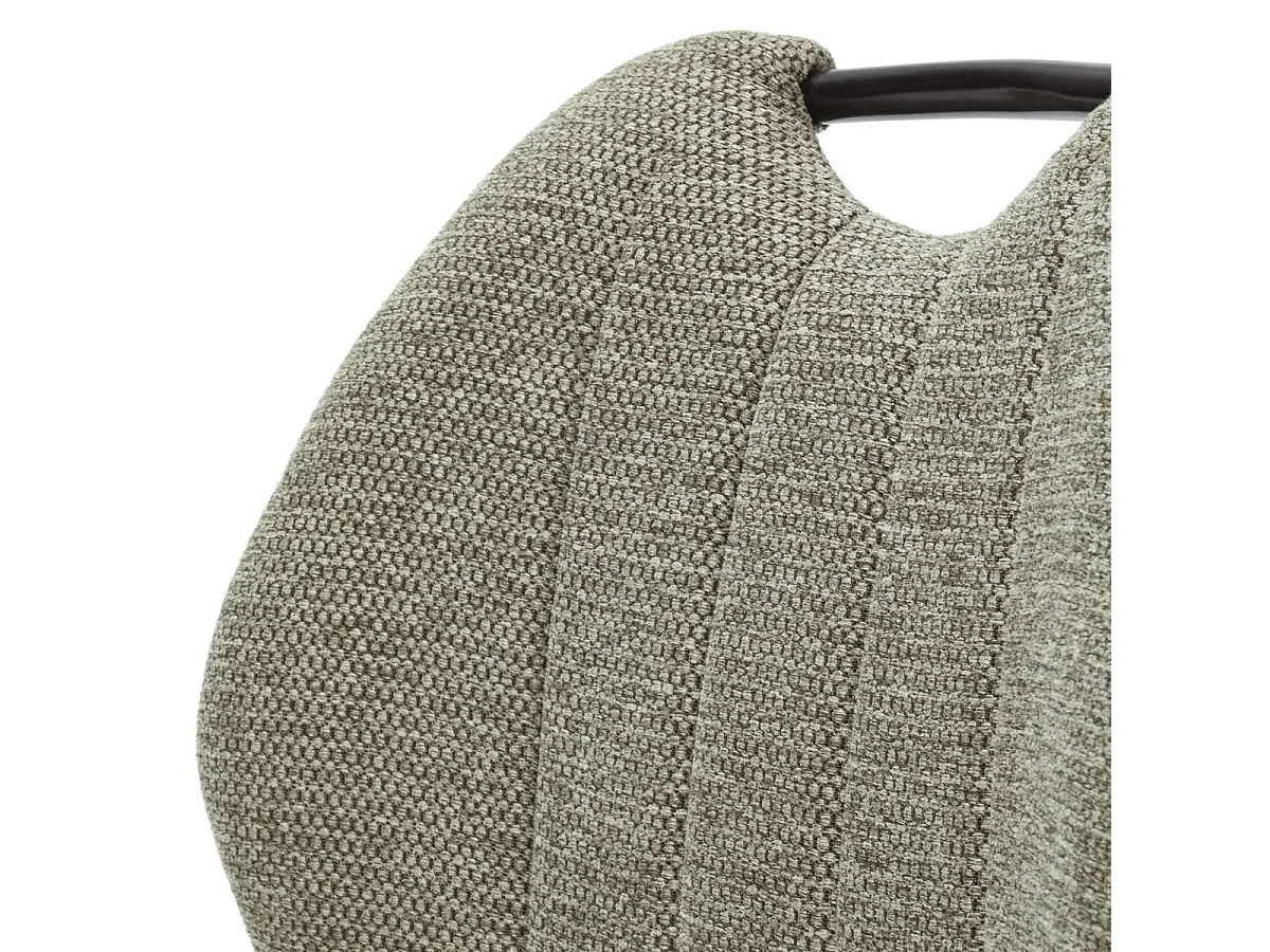 Lot de 6 chaises en tissu polyester maillé vert avec poignée et pieds en métal laqué noir - MILDA