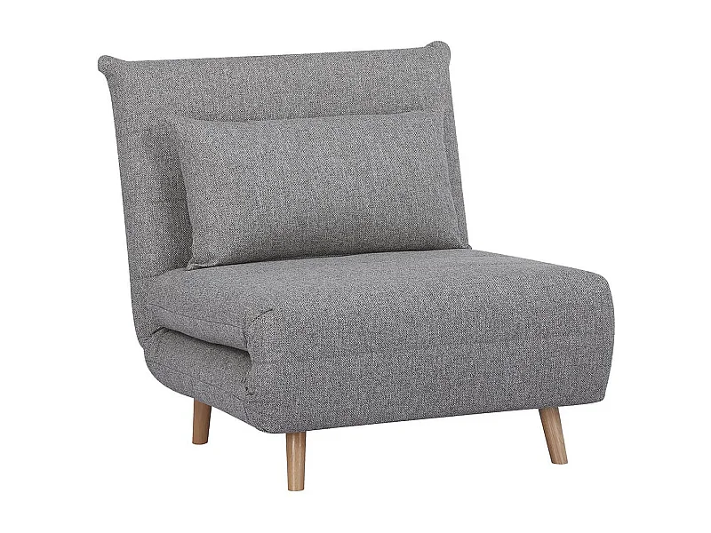 BREWEN - Chauffeuse 1 Place Convertible Tissu Gris Chiné avec Coussin