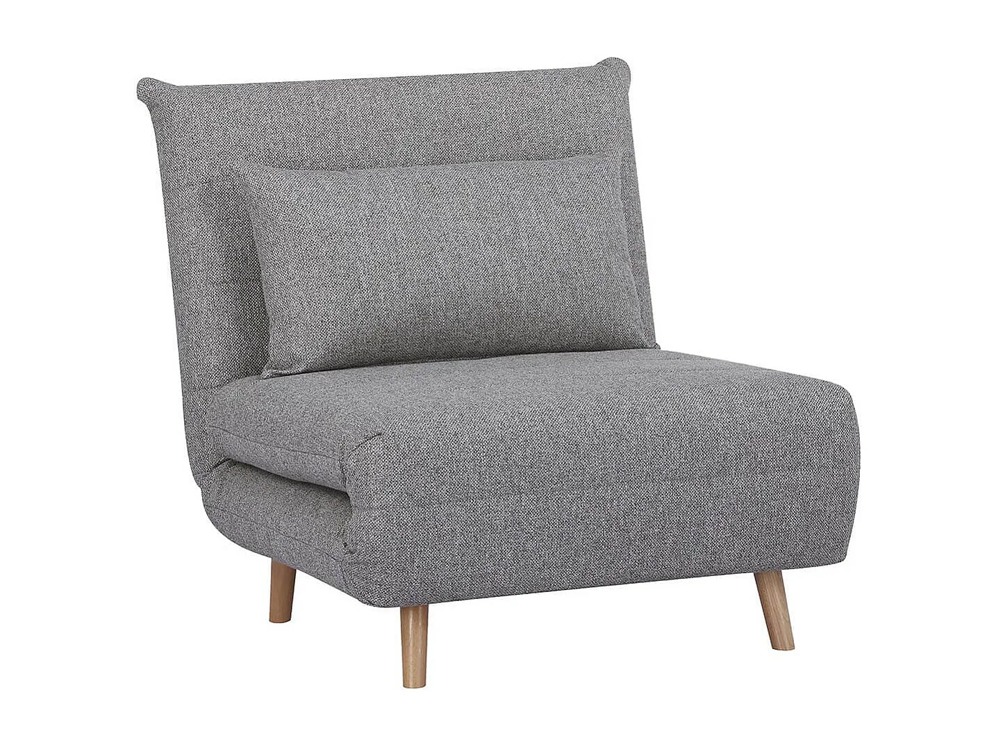 BREWEN - Chauffeuse 1 Place Convertible Tissu Gris Chiné avec Coussin