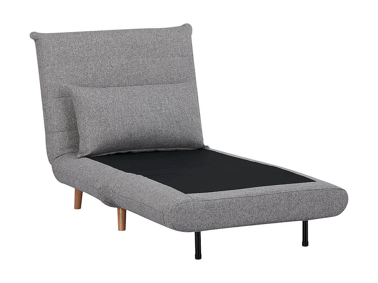 BREWEN - Chauffeuse 1 Place Convertible Tissu Gris Chiné avec Coussin