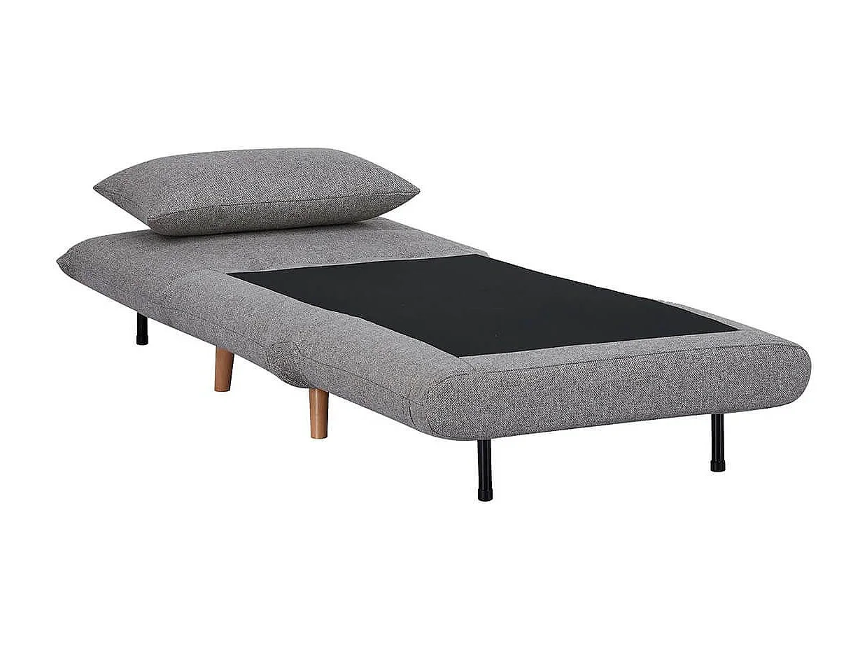 BREWEN - Chauffeuse 1 Place Convertible Tissu Gris Chiné avec Coussin