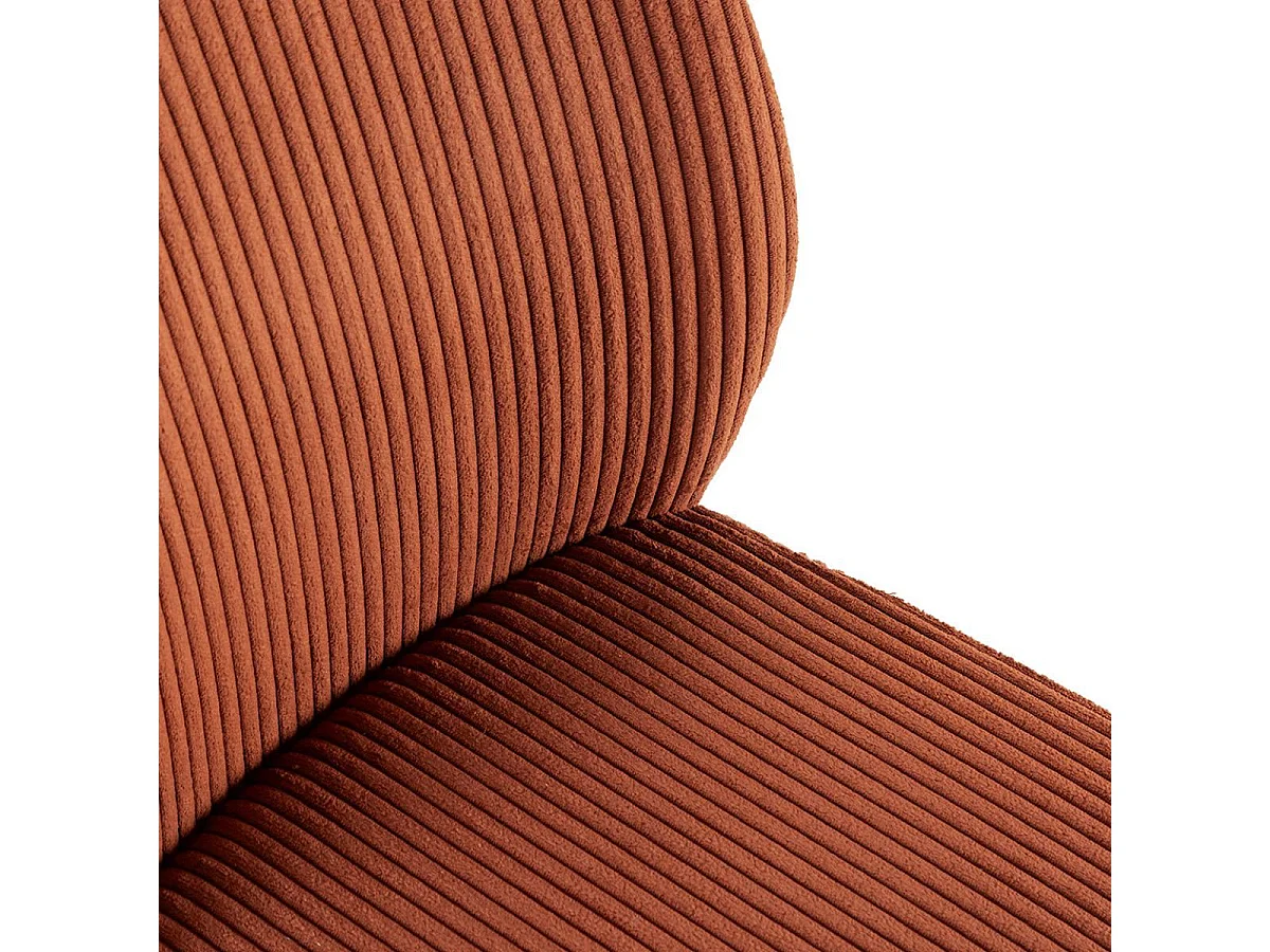 Lot de 4 chaises en velours côtelé et pieds en métal laqué noir coloris rouille - BANIL