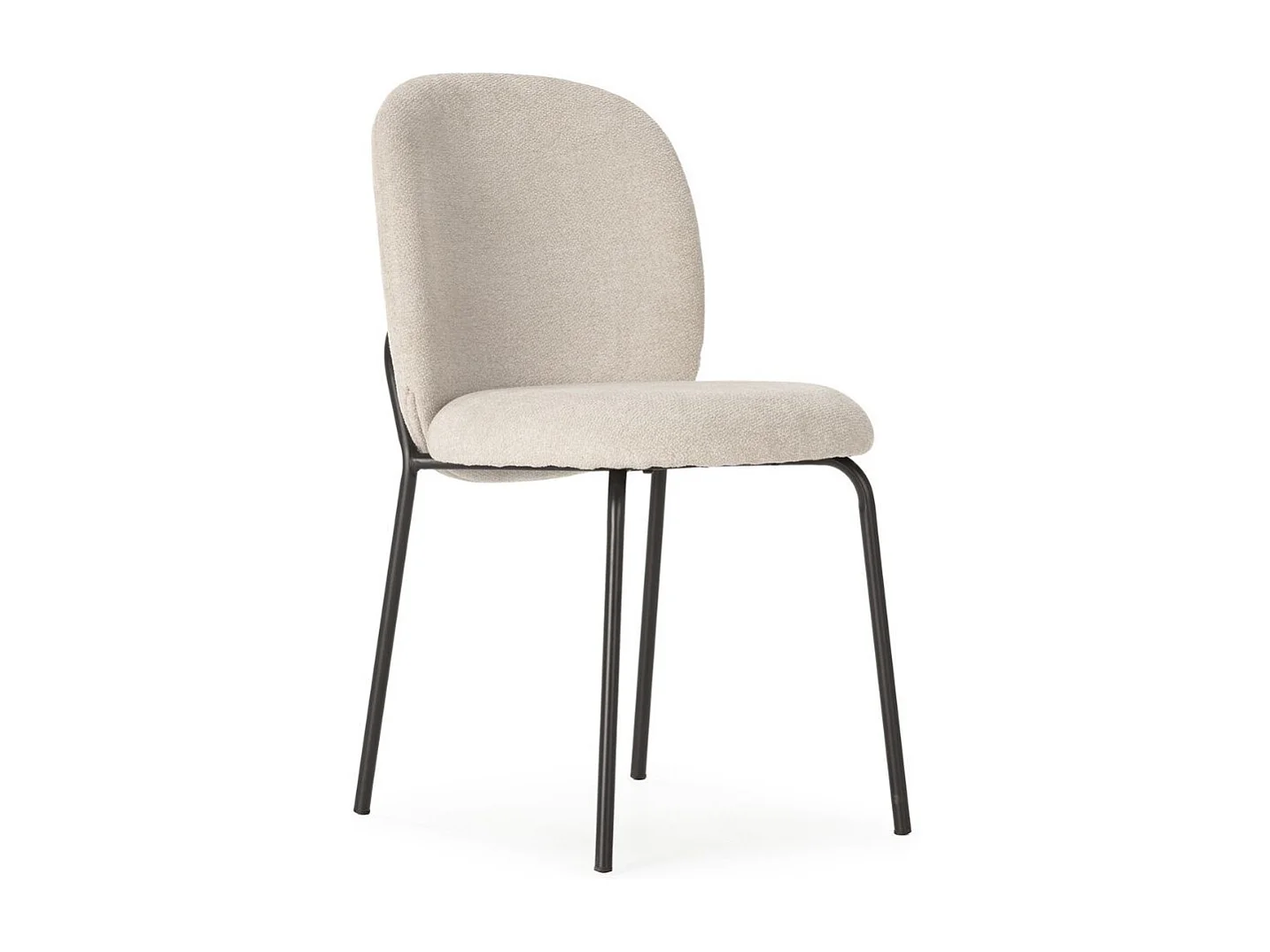 Lot de 2 chaises en tissu polyester doux beige et pieds en métal laqué noir - DARRIS