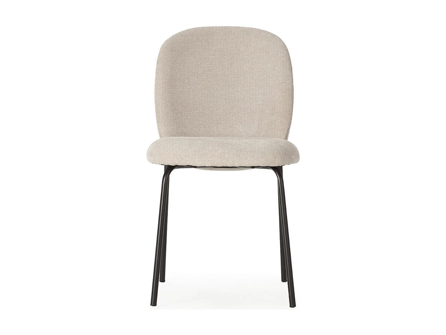 Lot de 2 chaises en tissu polyester doux beige et pieds en métal laqué noir - DARRIS