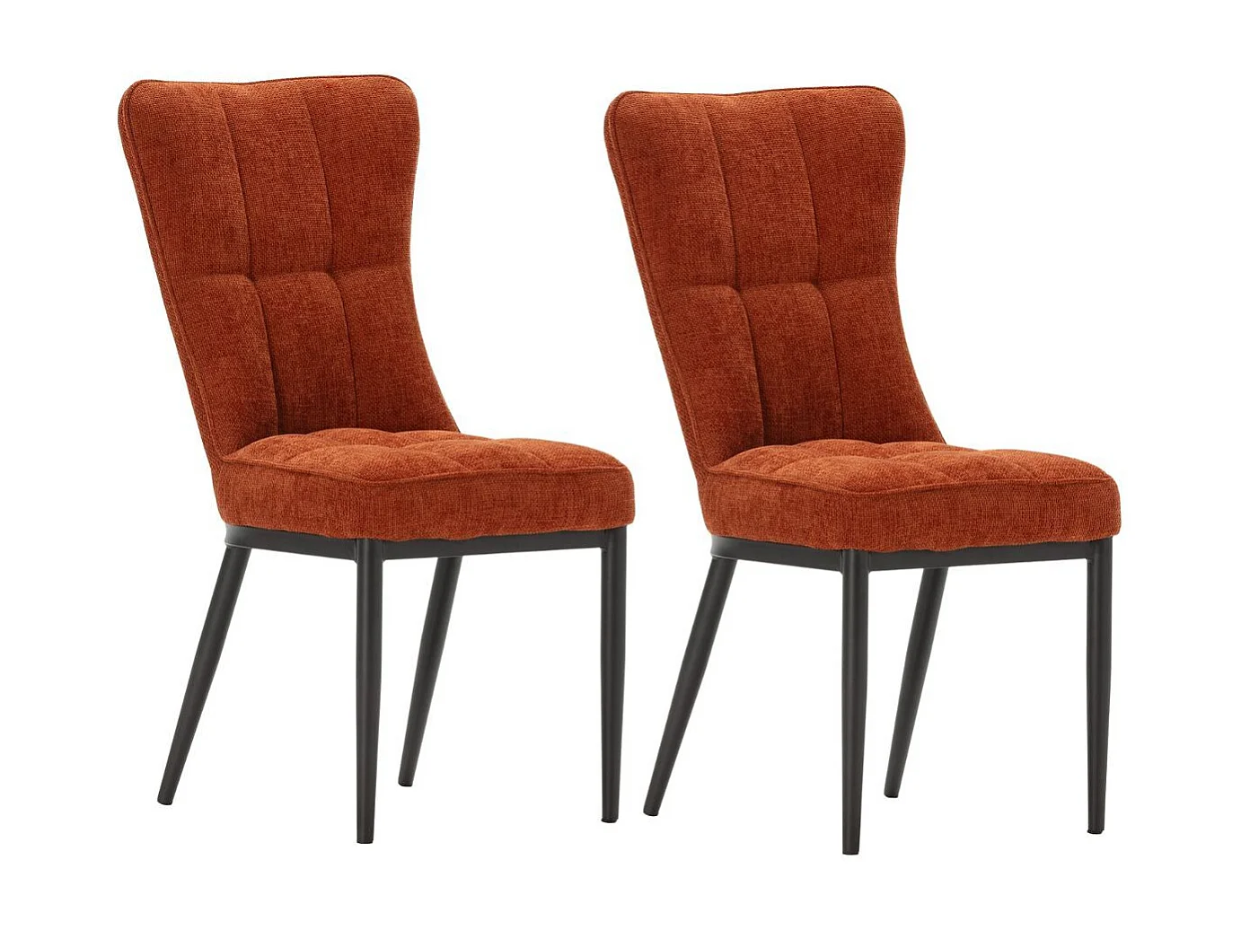 Lot de 2 chaises en tissu polyester doux terracotta et pieds en métal laqué noir - DAMYAN