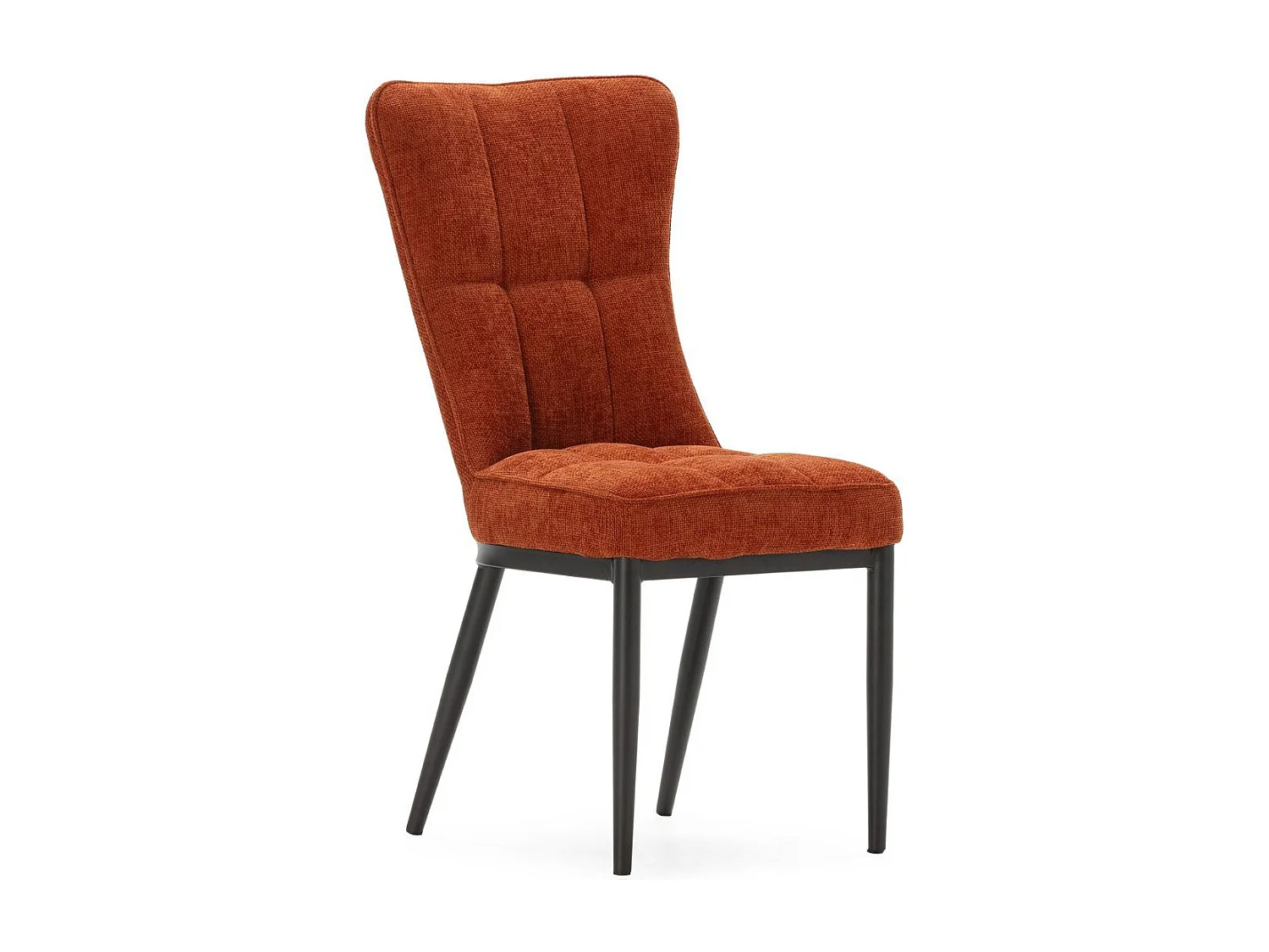 Lot de 2 chaises en tissu polyester doux terracotta et pieds en métal laqué noir - DAMYAN