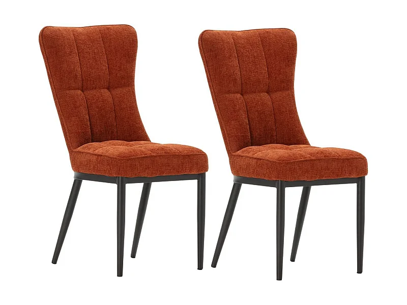 Lot de 2 chaises en tissu polyester doux terracotta et pieds en métal laqué noir - DAMYAN