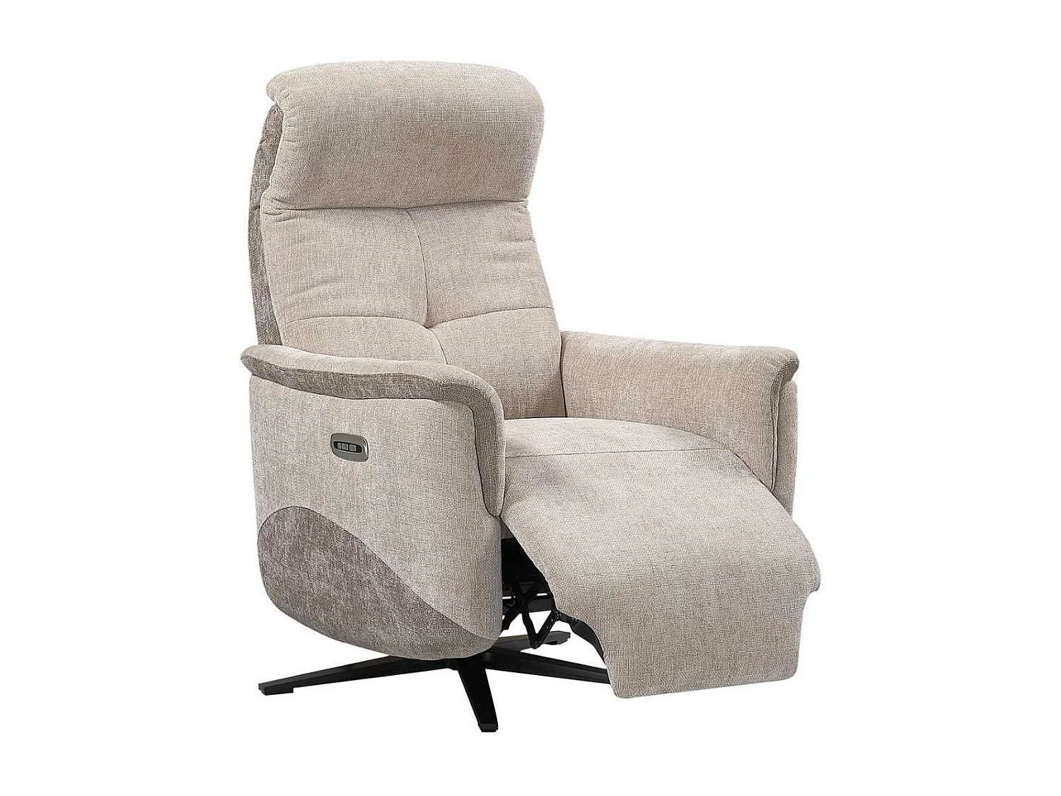 Fauteuil relax électrique pivotant tissu maillé ultra doux bicolore beige - AUSTRAL