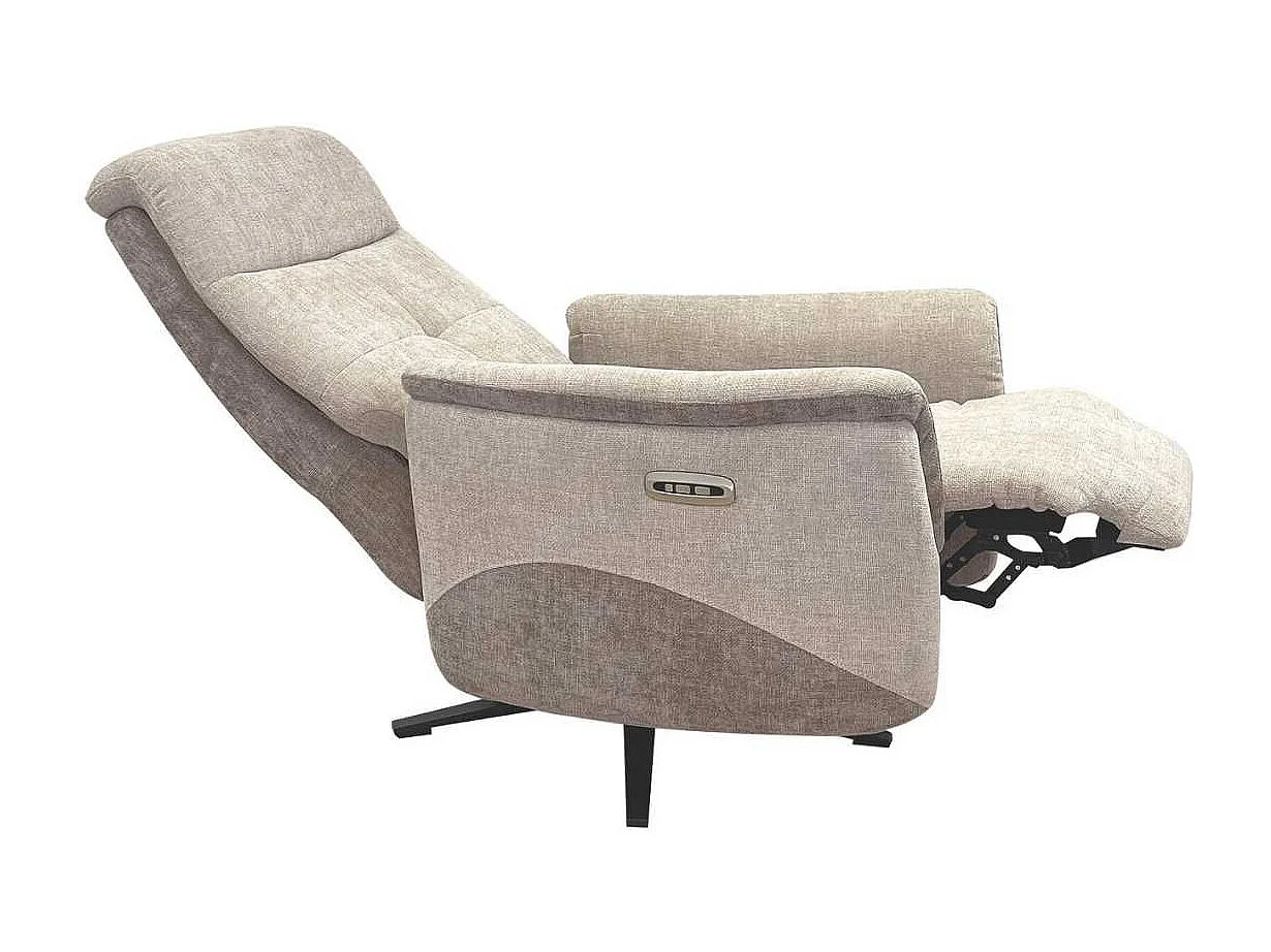 Fauteuil relax électrique pivotant tissu maillé ultra doux bicolore beige - AUSTRAL