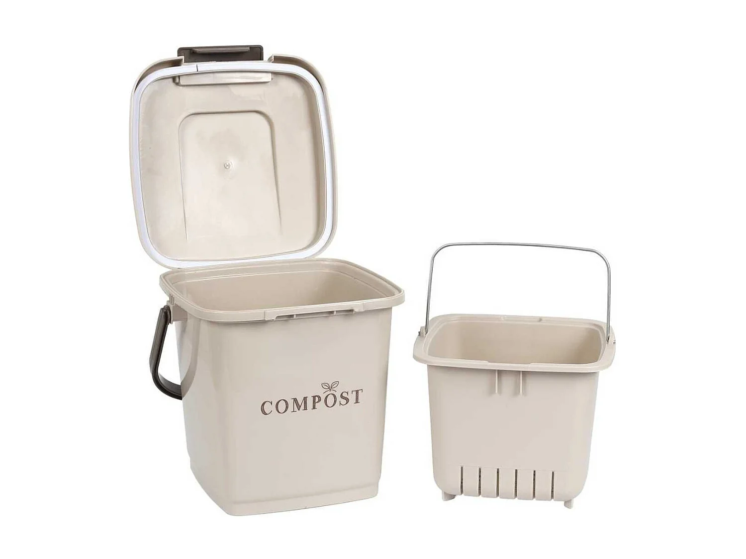 Poubelle à Compost 8L avec Panier Perforé et Couvercle à Clapet - FLIRIS