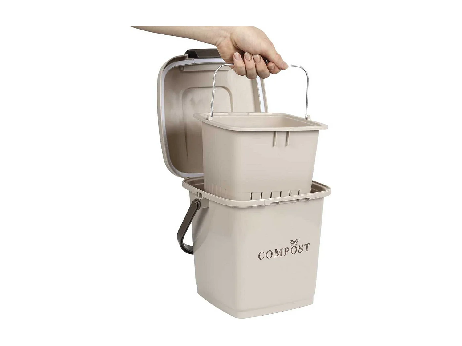 Poubelle à Compost 8L avec Panier Perforé et Couvercle à Clapet - FLIRIS