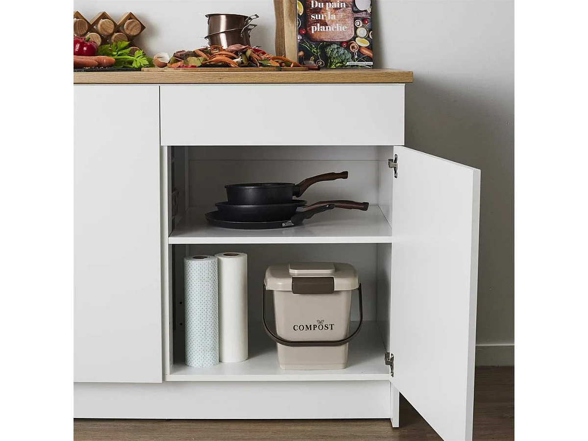 Poubelle à Compost 8L avec Panier Perforé et Couvercle à Clapet - FLIRIS