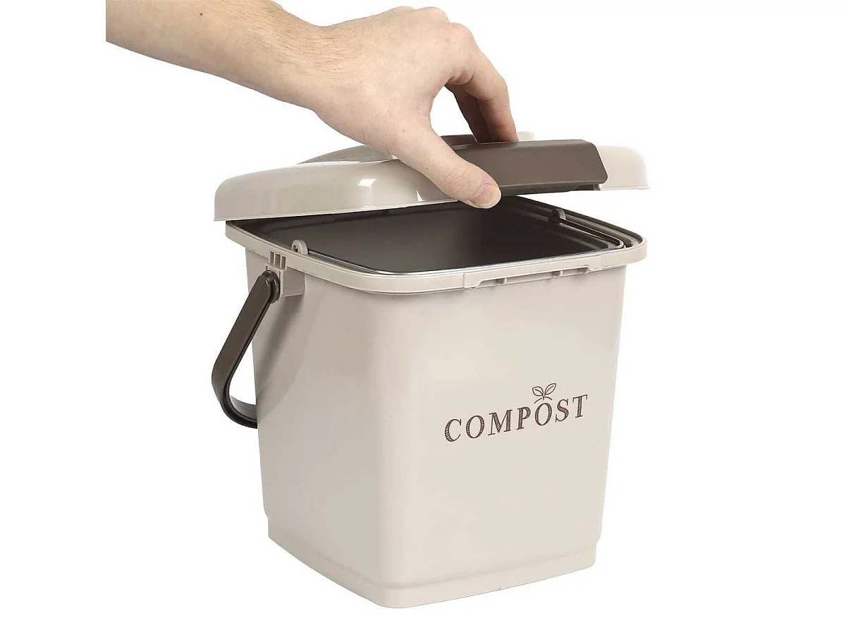 Poubelle à Compost 8L avec Panier Perforé et Couvercle à Clapet - FLIRIS