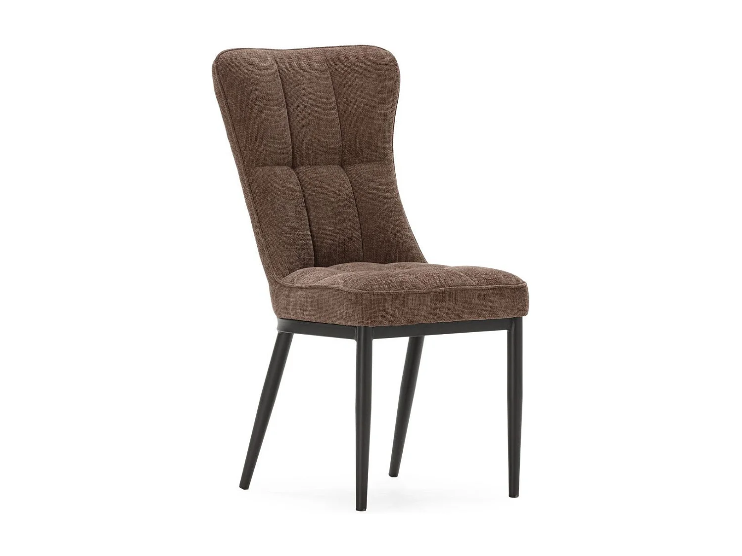 Lot de 4 chaises en tissu polyester doux chocolat et pieds en métal laqué noir - DAMYAN