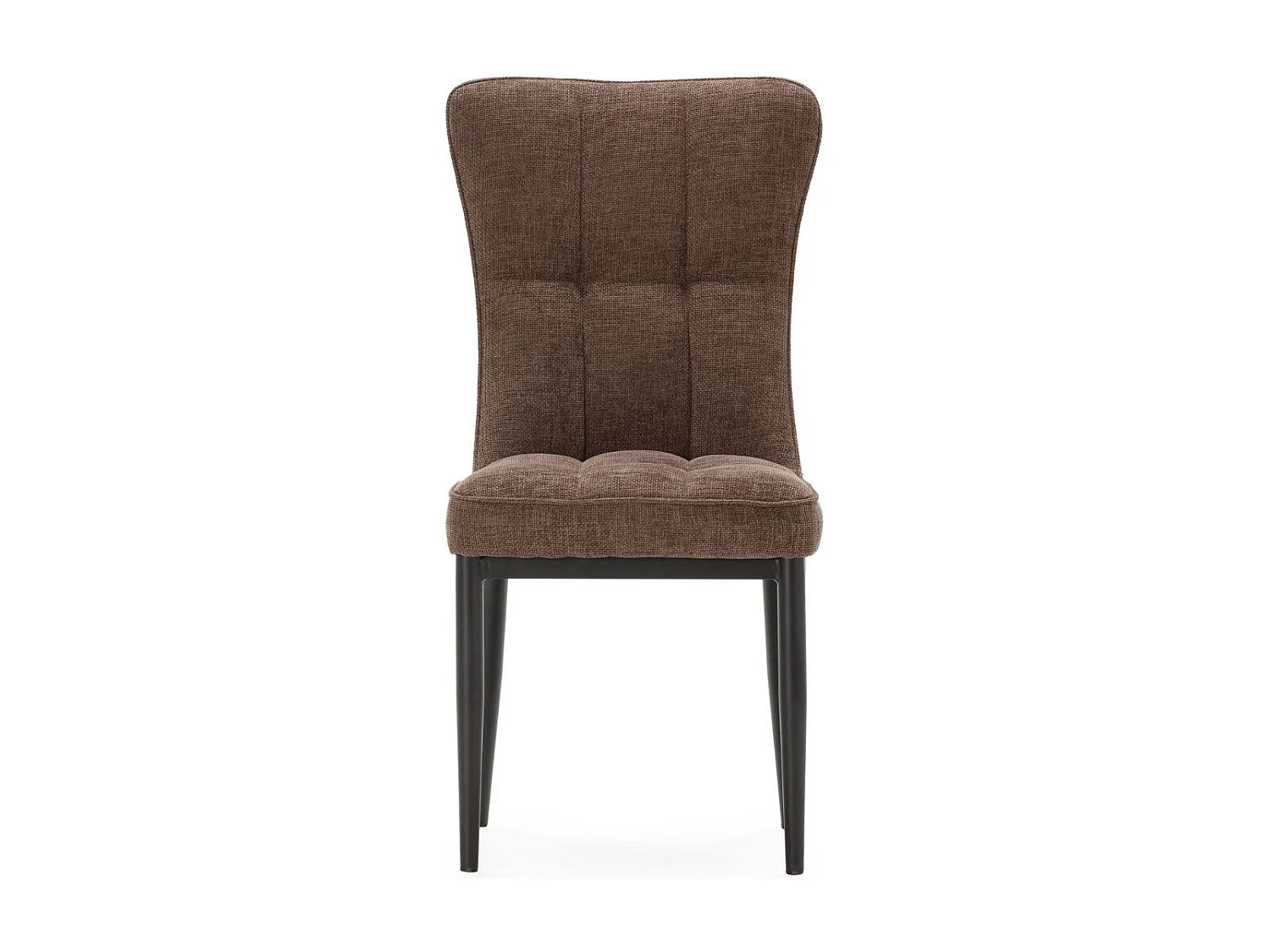 Lot de 4 chaises en tissu polyester doux chocolat et pieds en métal laqué noir - DAMYAN